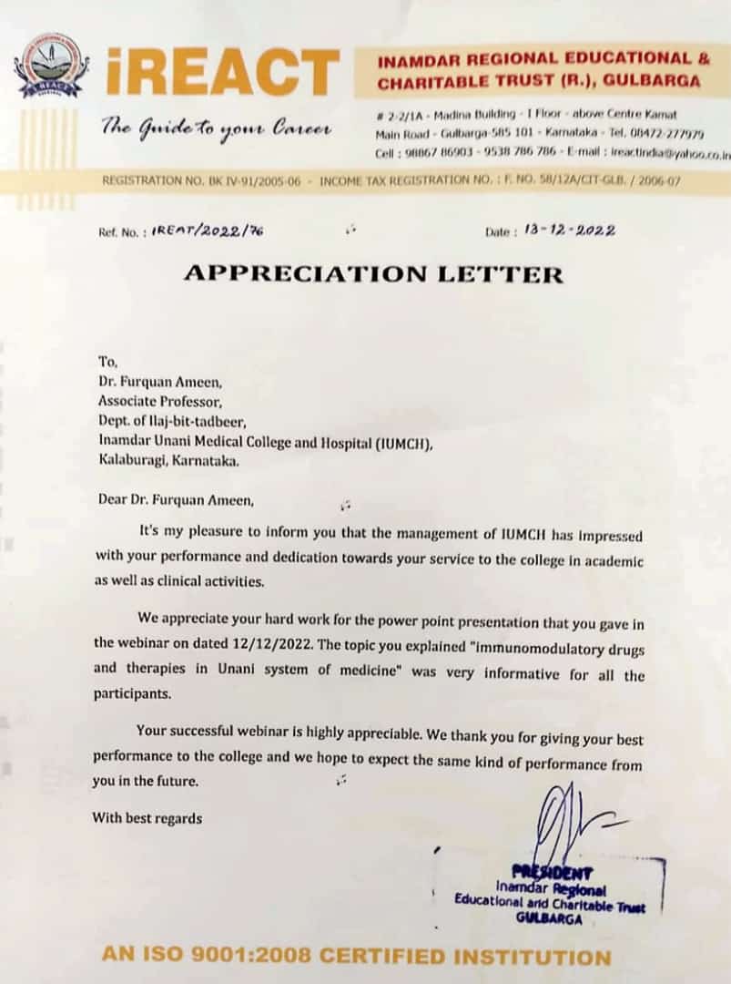 Achievements Inamdar Unani Medical College & Hospital